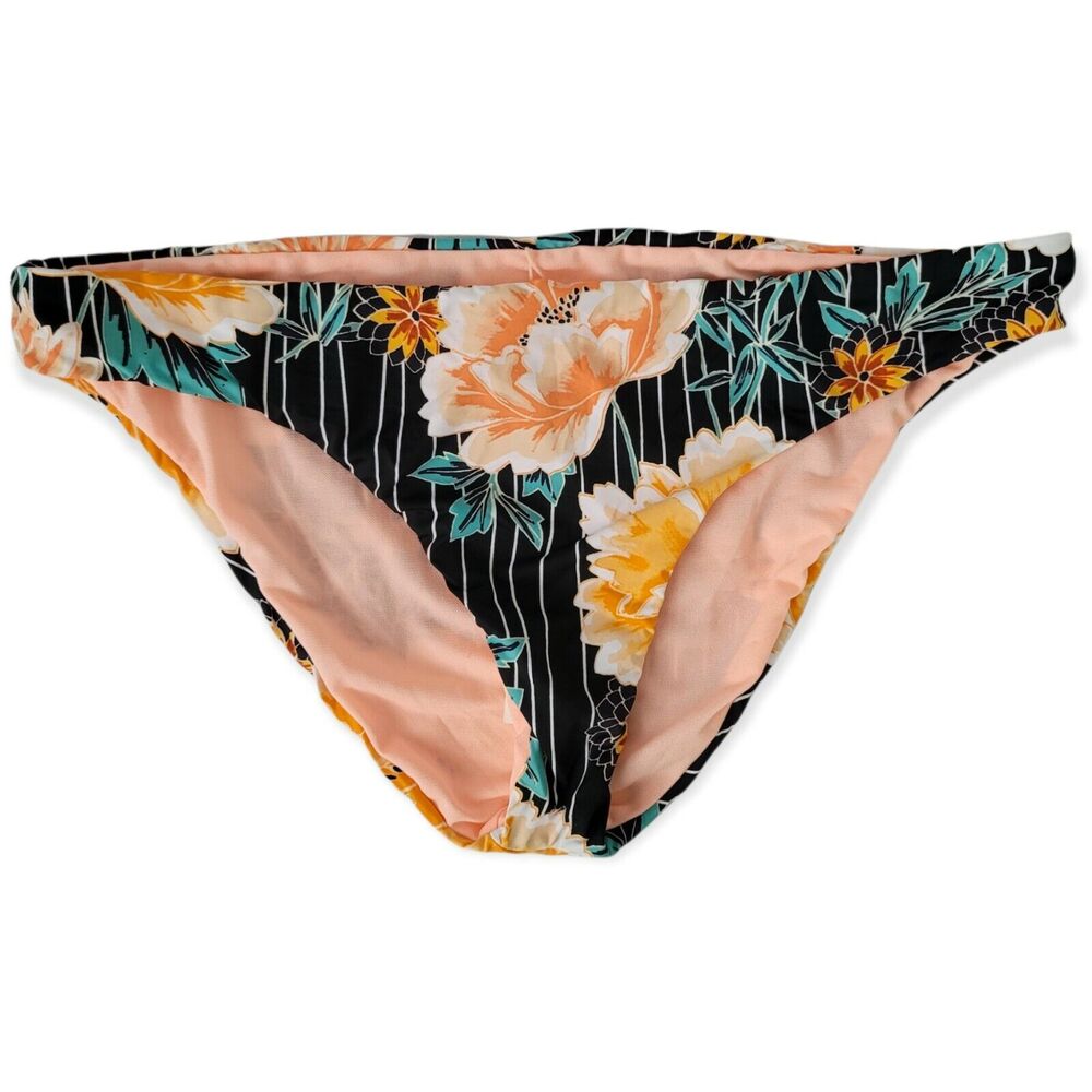 BAR III floral stripe black bikini bottom XL